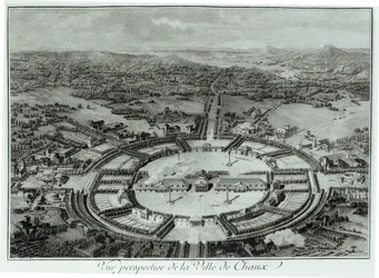 Perspektivische Ansicht der Stadt Chaux, ca. 1804